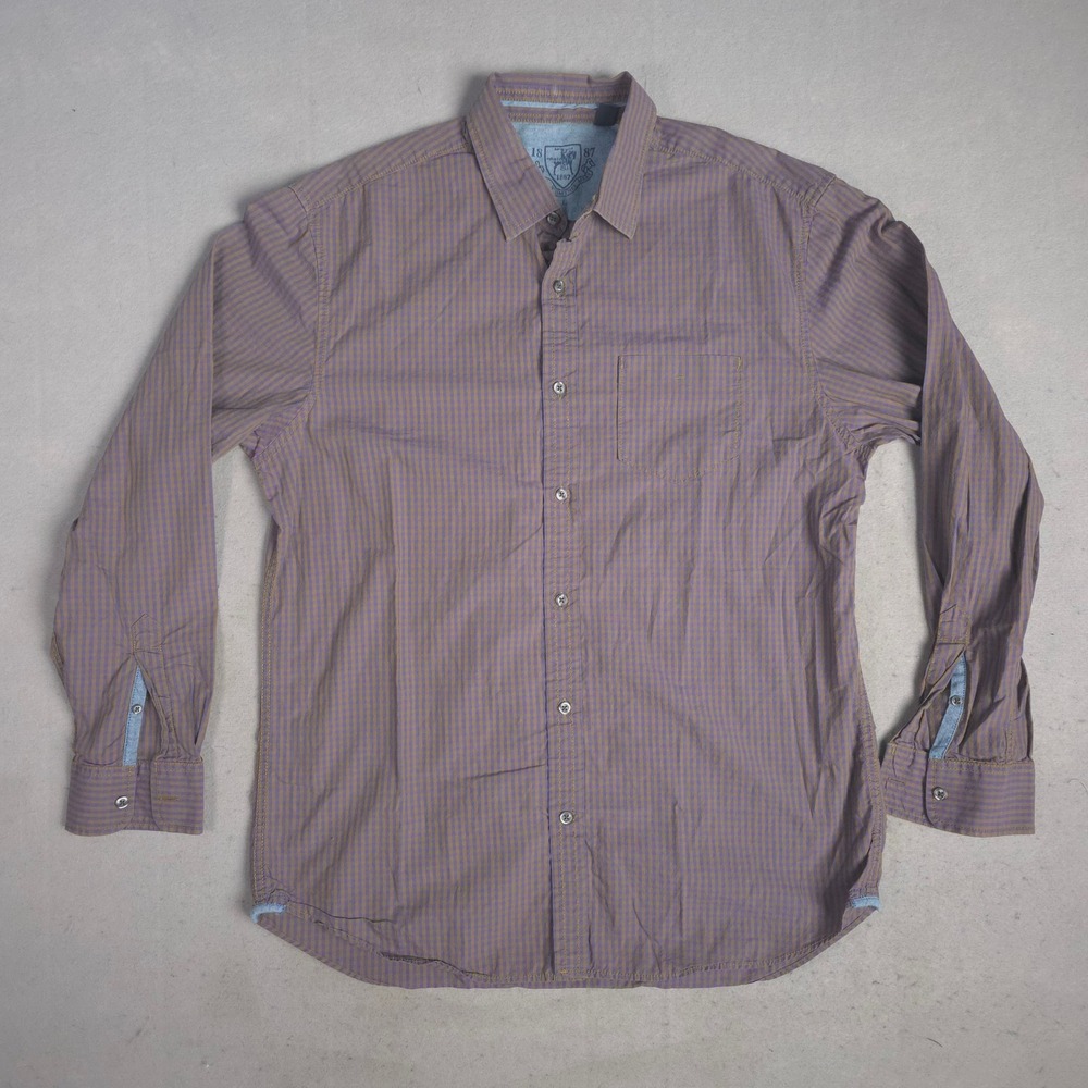 Hart Schaffner Marx Mens Checkered Long Sleeve Button Down Shirt